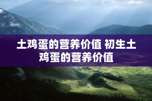 土鸡蛋的营养价值 初生土鸡蛋的营养价值