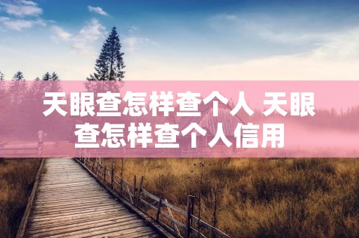 天眼查怎样查个人 天眼查怎样查个人信用