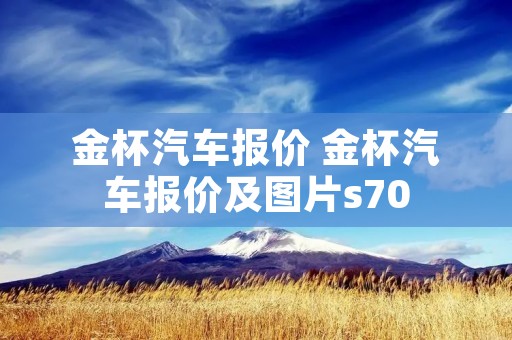 金杯汽车报价 金杯汽车报价及图片s70