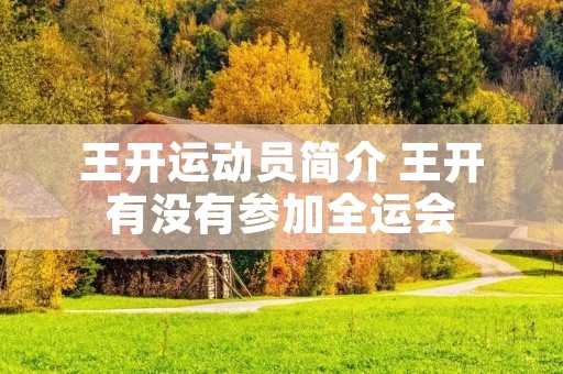 王开运动员简介 王开有没有参加全运会