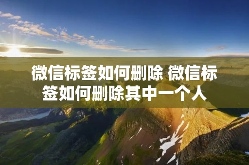 微信标签如何删除 微信标签如何删除其中一个人