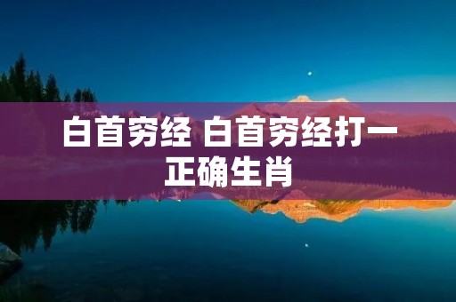 白首穷经 白首穷经打一正确生肖