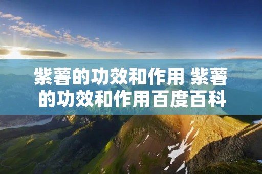 紫薯的功效和作用 紫薯的功效和作用百度百科