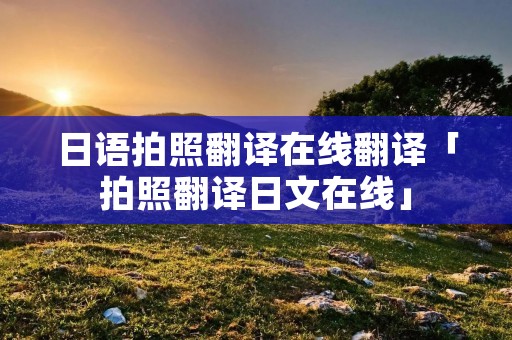 日语拍照翻译在线翻译「拍照翻译日文在线」