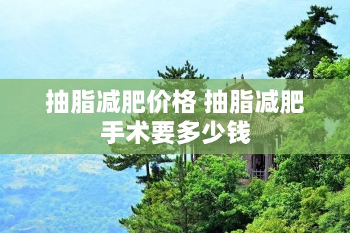 抽脂减肥价格 抽脂减肥手术要多少钱