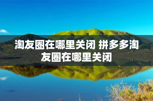 淘友圈在哪里关闭 拼多多淘友圈在哪里关闭