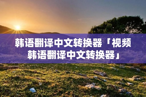 韩语翻译中文转换器「视频韩语翻译中文转换器」