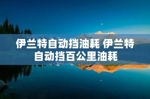 伊兰特自动挡油耗 伊兰特自动挡百公里油耗