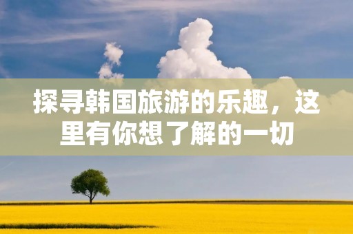 探寻韩国旅游的乐趣,这里有你想了解的一切