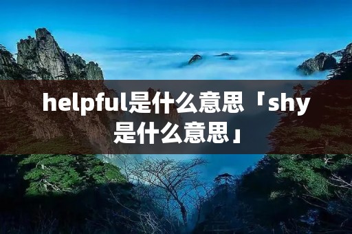 helpful是什么意思「shy是什么意思」