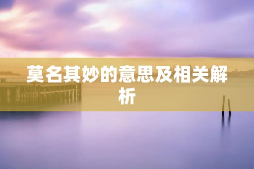 莫名其妙的意思及相关解析