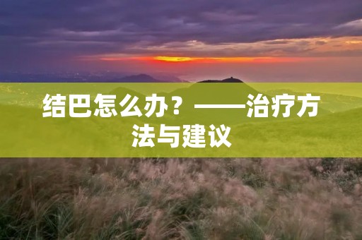 结巴怎么办？——治疗方法与建议