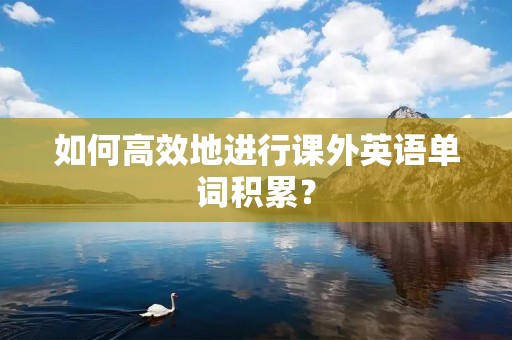 如何高效地进行课外英语单词积累? 如何高效地进行课外英语单词积累?