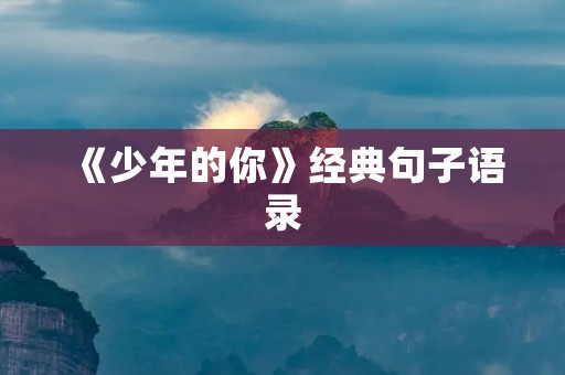 《少年的你》经典句子语录