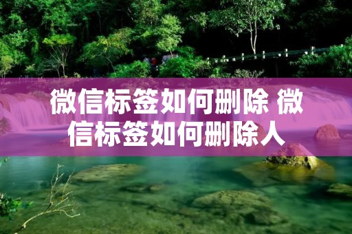 微信标签如何删除 微信标签如何删除人