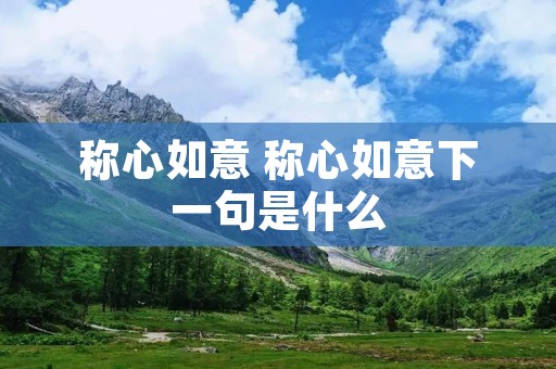 称心如意 称心如意下一句是什么