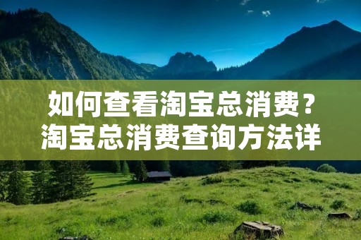 如何查看淘宝总消费？淘宝总消费查询方法详解