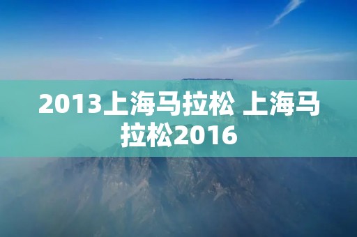 2013上海马拉松 上海马拉松2016