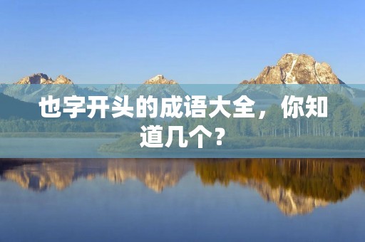 也字开头的成语大全,你知道几个? 也字开头的成语大全,你知道几个?