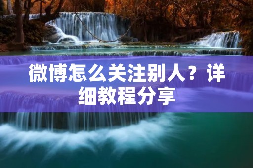 微博怎么关注别人？详细教程分享