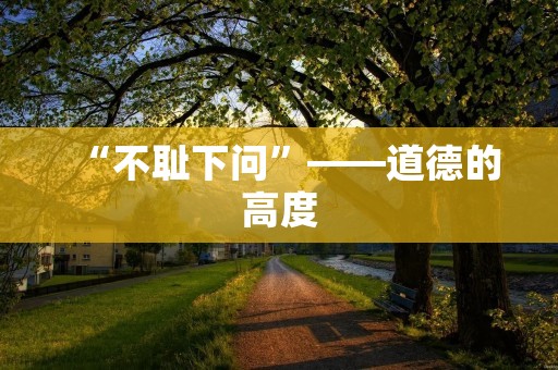 “不耻下问”——道德的高度