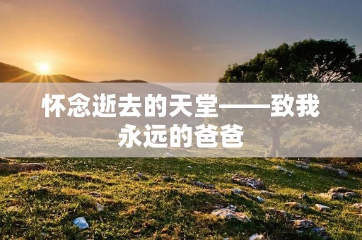 怀念逝去的天堂——致我永远的爸爸