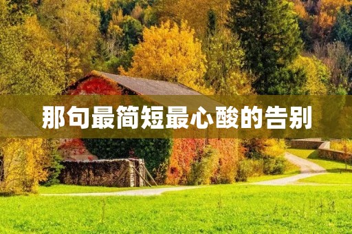 那句最简短最心酸的告别 那句最简短最心酸的告别