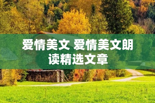 爱情美文 爱情美文朗读精选文章