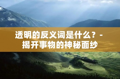 透明的反义词是什么?- 揭开事物的神秘面纱 透明的反义词是什么?- 揭开事物的神秘面纱