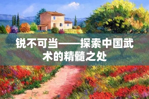 锐不可当——探索中国武术的精髓之处 锐不可当——探索中国武术的精髓之处
