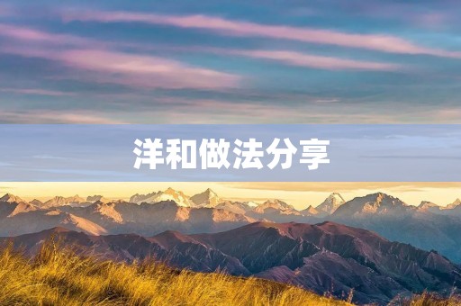 洋和做法分享:美味佳肴轻松上手 洋和做法分享:美味佳肴轻松上手