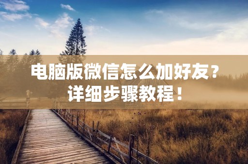电脑版微信怎么加好友?详细步骤教程! 电脑版微信怎么加好友?详细步骤教程!