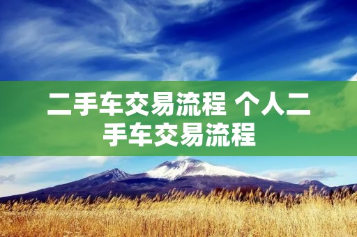二手车交易流程 个人二手车交易流程 二手车交易流程 个人二手车交易流程
