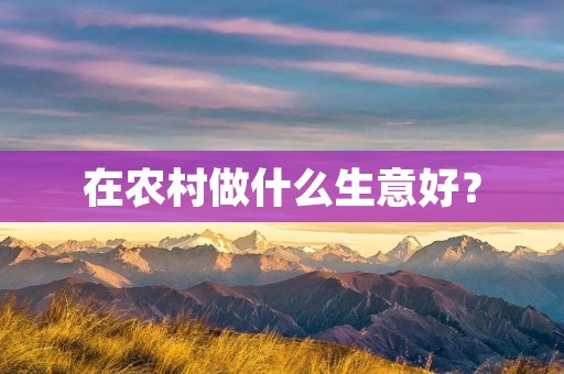 在农村做什么生意好?