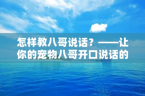 怎样教八哥说话?——让你的宠物八哥开口说话的方法