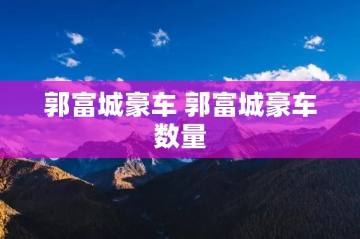 郭富城豪车 郭富城豪车数量