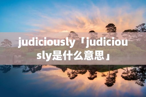 judiciously「judiciously是什么意思」