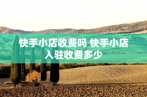 快手小店收费吗 快手小店入驻收费多少