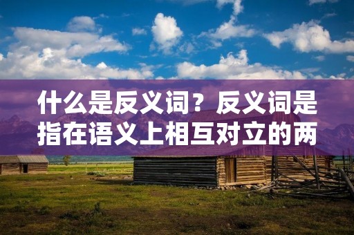 什么是反义词?反义词是指在语义上相互对立的两个词,即有着相反意义的词语。在语言学中,反义词往往是一对相对的词汇,如黑与白、大与小、快与慢等等。那么,反义词的反义词是什么呢?本文将为您详细解答。 什么是反义词?反义词是指在语义上相互对立的两个词,即有着相反意义的词语。在语言学中,反义词往往是一对相对的词汇,如黑与白、大与小、快与慢等等。那么,反义词的反义词是什么呢?本文将为您详细解答。