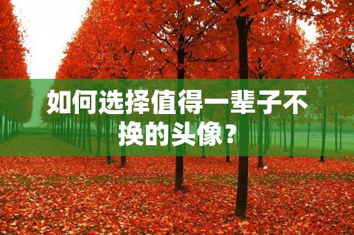 如何选择值得一辈子不换的头像? 如何选择值得一辈子不换的头像?