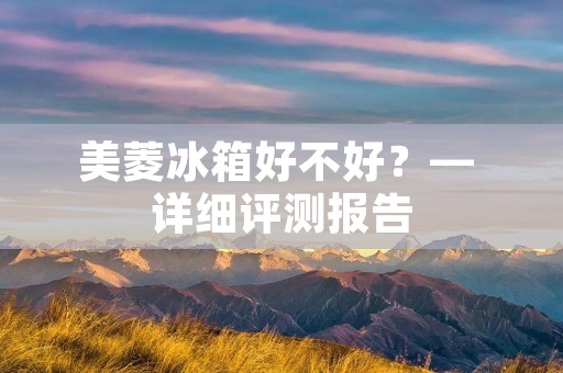 美菱冰箱好不好?— 详细评测报告 美菱冰箱好不好?— 详细评测报告