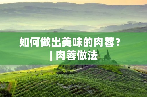 如何做出美味的肉蓉？ | 肉蓉做法
