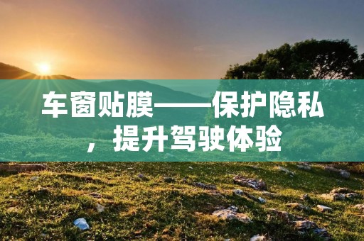 车窗贴膜——保护隐私，提升驾驶体验