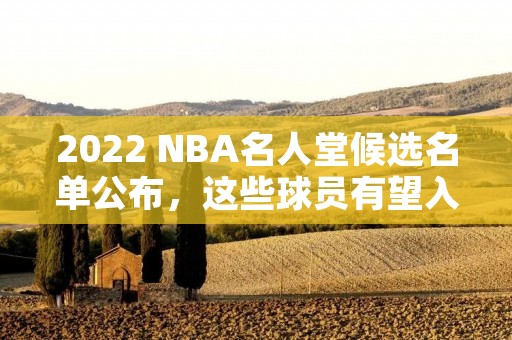 2022 NBA名人堂候选名单公布，这些球员有望入选