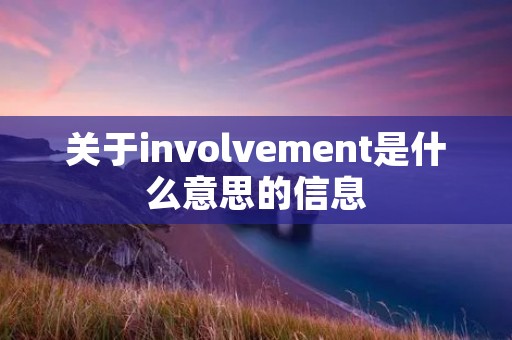 关于involvement是什么意思的信息