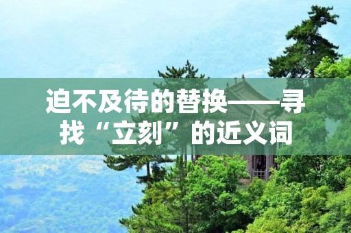 迫不及待的替换——寻找“立刻”的近义词
