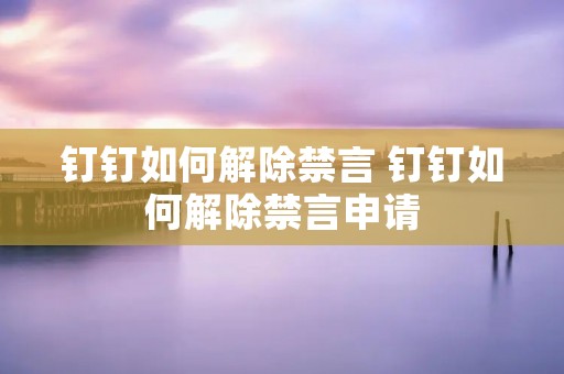 钉钉如何解除禁言 钉钉如何解除禁言申请