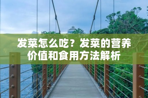 发菜怎么吃?发菜的营养价值和食用方法解析 发菜怎么吃?发菜的营养价值和食用方法解析