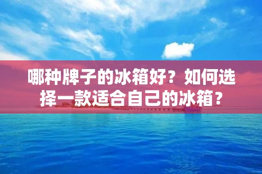 哪种牌子的冰箱好？如何选择一款适合自己的冰箱？