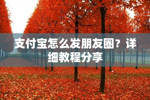 支付宝怎么发朋友圈？详细教程分享